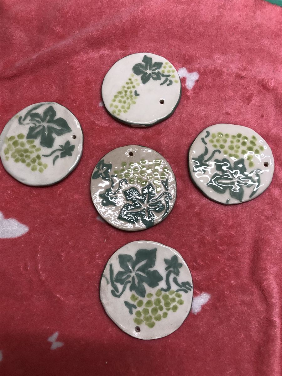 Sous-verres vigne — céramique artisanale Terreplum, Florensac